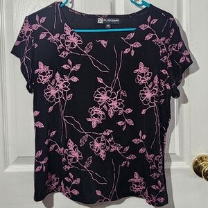Y2K Black & Pink Floral Embroidered Blouse